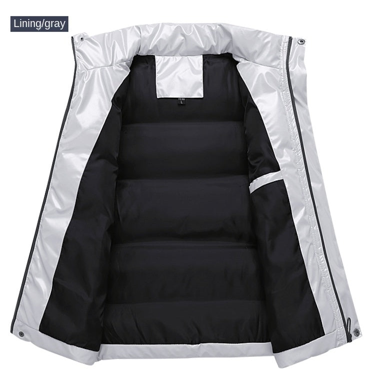 New Men's Sleeveless Jacket Fashion Vest Winter Warm Pockets Cotton Padded Jackets Mens White Black Waistcoat 5Xl
