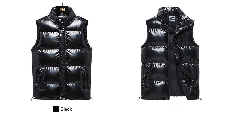 New Men's Sleeveless Jacket Fashion Vest Winter Warm Pockets Cotton Padded Jackets Mens White Black Waistcoat 5Xl