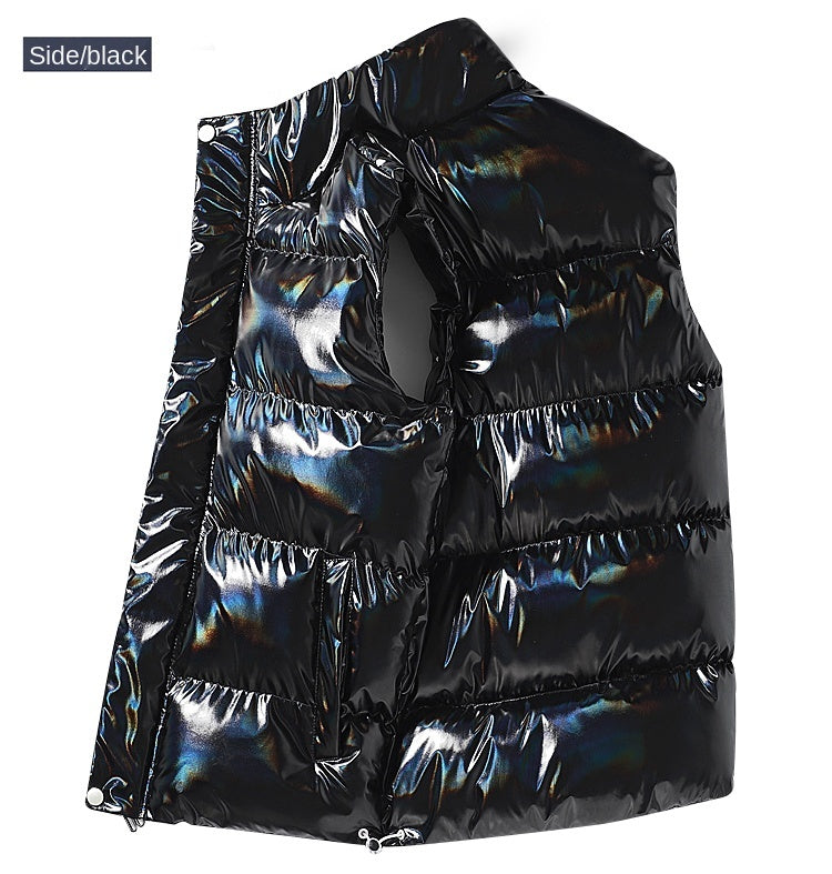 New Men's Sleeveless Jacket Fashion Vest Winter Warm Pockets Cotton Padded Jackets Mens White Black Waistcoat 5Xl