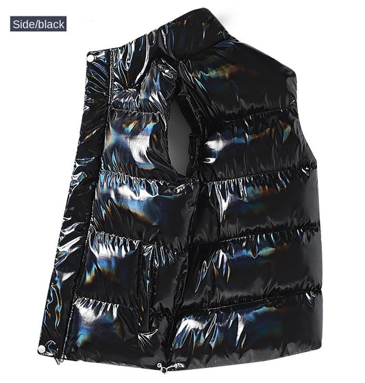 New Men's Sleeveless Jacket Fashion Vest Winter Warm Pockets Cotton Padded Jackets Mens White Black Waistcoat 5Xl