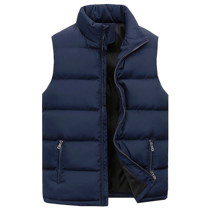 Men’s Waterproof Warm Vest – Winter Sleeveless Jacket with Zipper & Stand Collar