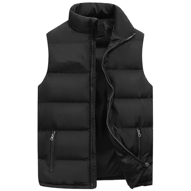 Men’s Waterproof Warm Vest – Winter Sleeveless Jacket with Zipper & Stand Collar