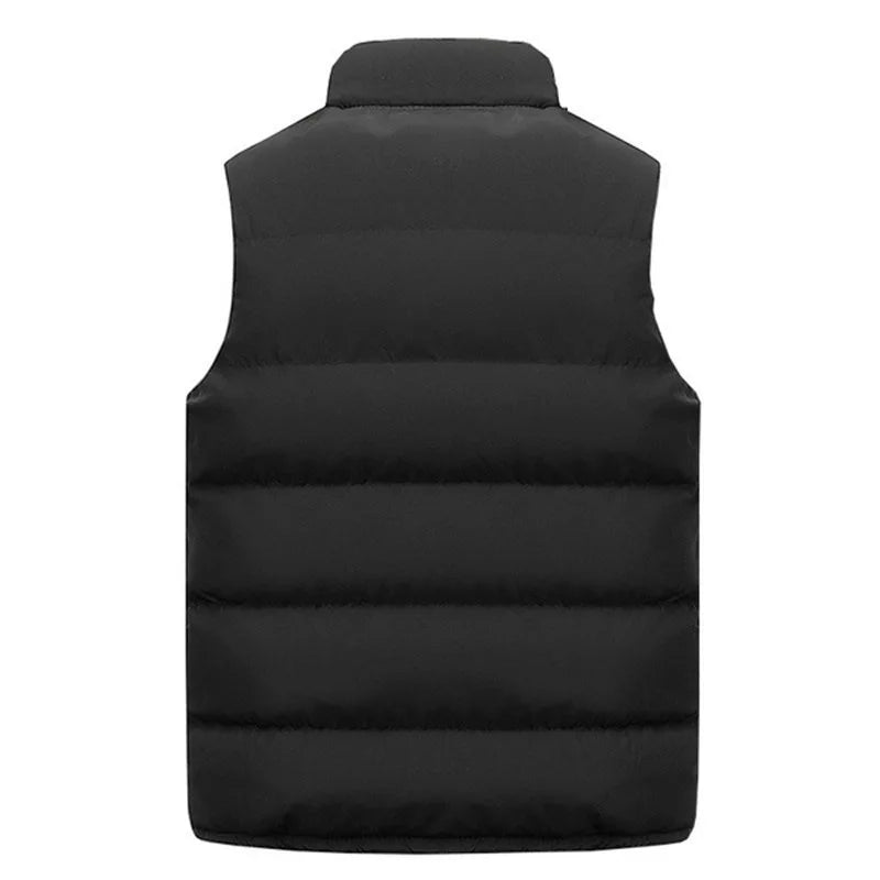 Men’s Waterproof Warm Vest – Winter Sleeveless Jacket with Zipper & Stand Collar