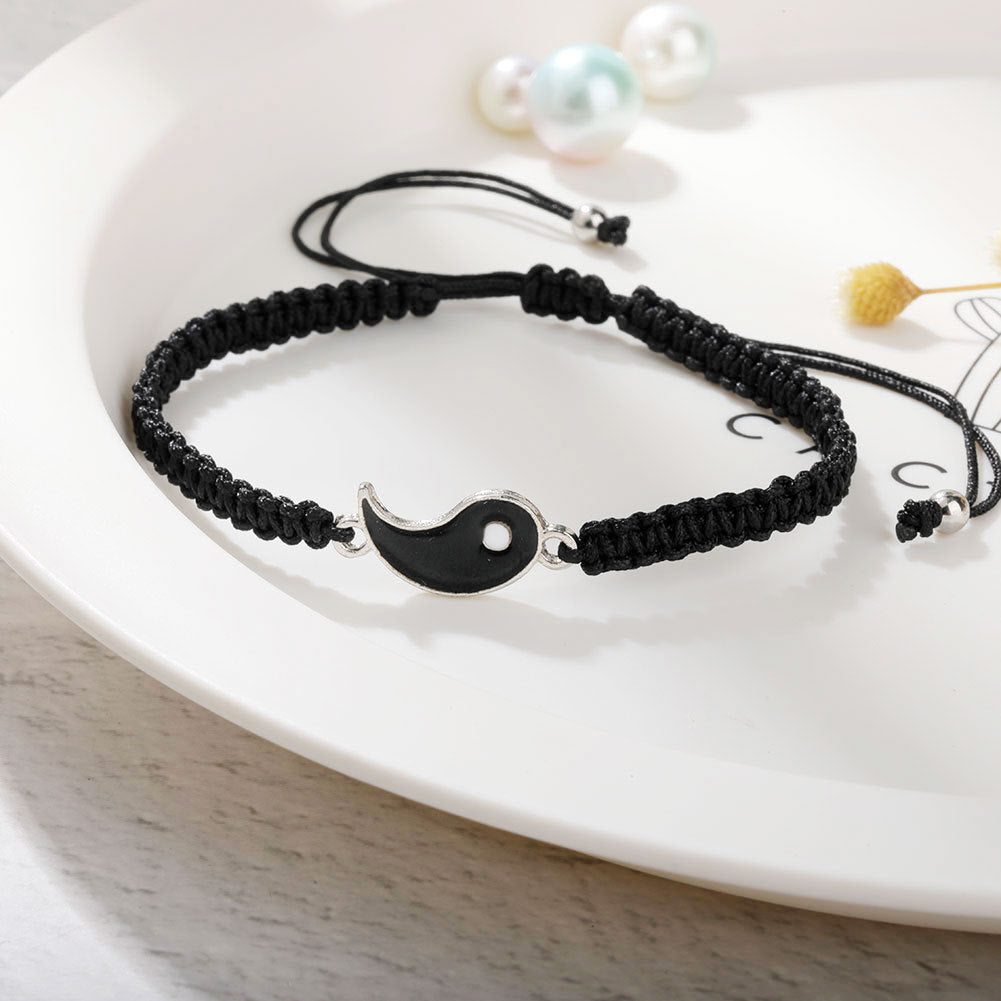 2pcs Best Friend Bracelets for 2 Adjustable Cord Thread Yin Yang Matching Bracelet for Bff Friendship Relationship Friendshop Boyfriend Girlfriend Valentines Gift, Suitable for Women