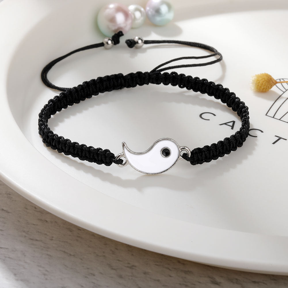 2pcs Best Friend Bracelets for 2 Adjustable Cord Thread Yin Yang Matching Bracelet for Bff Friendship Relationship Friendshop Boyfriend Girlfriend Valentines Gift, Suitable for Women