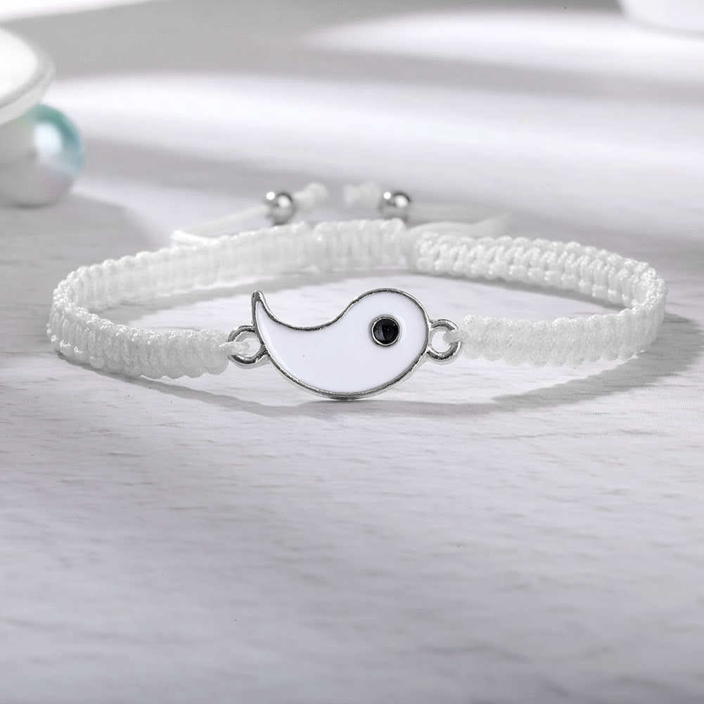 2pcs Best Friend Bracelets for 2 Adjustable Cord Thread Yin Yang Matching Bracelet for Bff Friendship Relationship Friendshop Boyfriend Girlfriend Valentines Gift, Suitable for Women